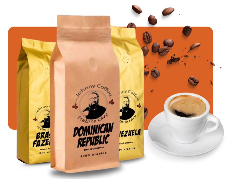 100 % arabika na espresso — pražírna Johnny Coffee