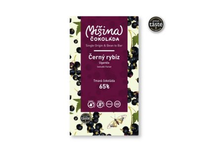 Tmavá čokoláda Uganda 65 % s černým rybízem bean to bar od Míšiny čokolády, tabulka 50 g
